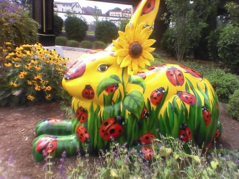 Side Lady Bugs Bunny from the side. It gives a lovely view of the flower in her ear.
