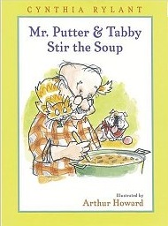 Mr. PUtter & Tabby Stir the Soup by Cynthia Rylant. The latest in a very long string of excellent books brought home by The Five-Year-Old, and the book which triggered this morning's question.
