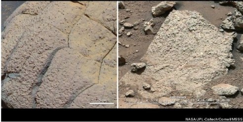 Rocks found at two different sites by the Mars Rover Opportunity and Curiosity. (Photo: NASA)