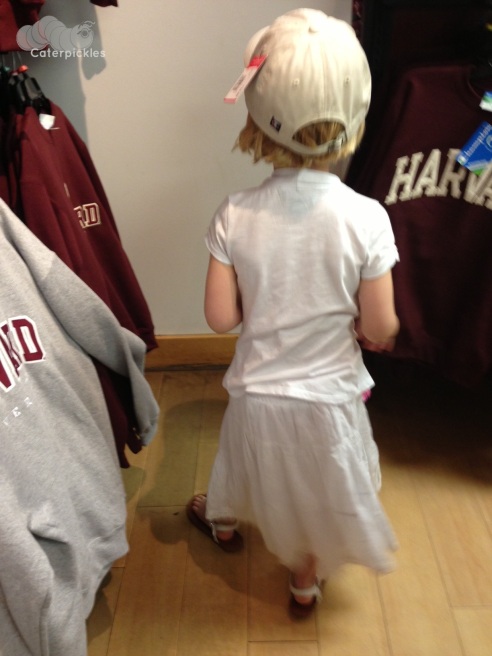 The Six-Year-Old wearing a very fancy Harvard hat. (Photo: Shala Howell)