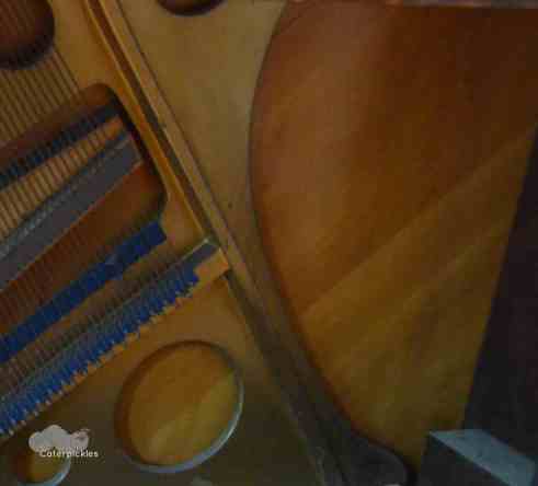 Closeup of the sound board in the lower half of my piano, showing the sap lines. (Photo: Shala Howell)