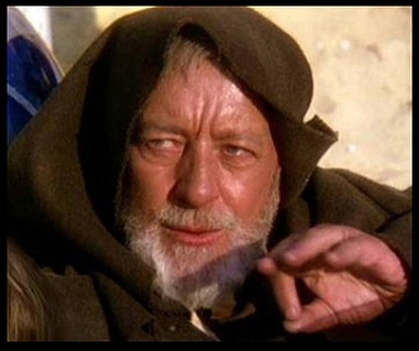 Alec Guinness as Obi-Wan Kenobi in Star Wars: Episode IV.