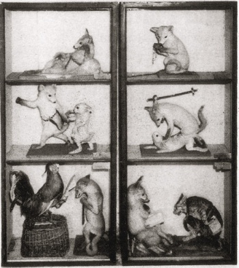 Herman Ploucquet's Reynard the Fox tableaux, exhibited at the Crystal Palace as part of the Great Exhibition of 1851. Walter Potter visited the exhibition as a sixteen-year-old. (Photo via Ravishing Beasts)