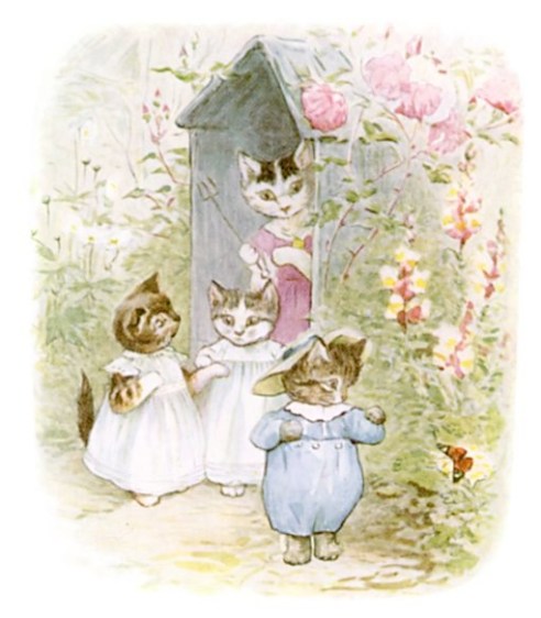 Tom Kitten and his mother by Beatrix Potter.