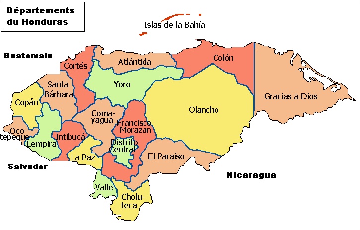 (Map of Honduras via the Discover Central America blog)