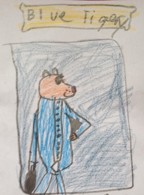 Blue Tigery, by the Eight-Year-Old Howell. Inspired by Gainsborough's The Blue Boy. 