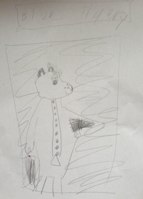 Study for Blue Tigery, by the Eight-Year-Old Howell. Inspired by Gainsborough's The Blue Boy. 