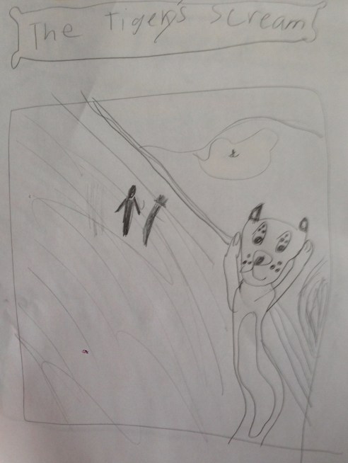 Study for The Tigery's Scream, by The Eight-Year-Old Howell. Inspired by Edvard Munch's The Scream.
