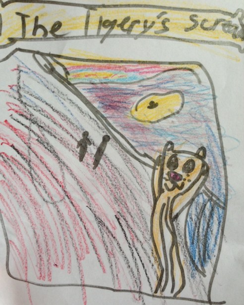 Final version of The Eight-Year-Old Howell's The Tigery's Scream, inspired by Munch's The Scream.
