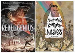 Book covers for Rebel Genius and Lunch Witch Knee-deep in Niceness