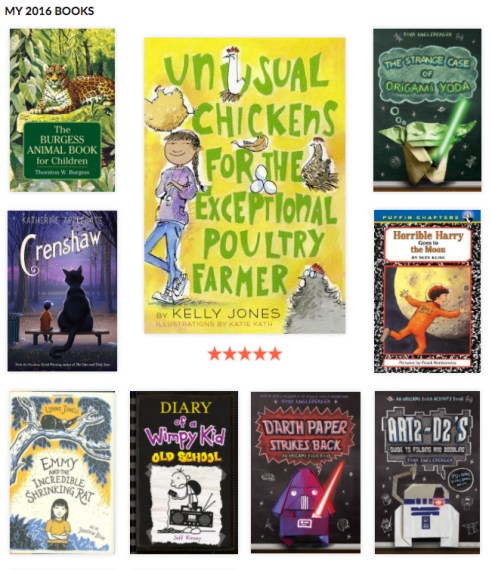 A sample of some of the books we read this year, from the Caterpickles 2016 Year in Books Report on Goodreads. 