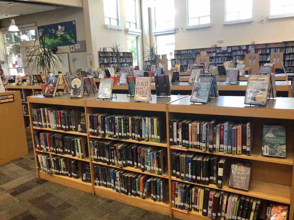 Our fiction shelves before were mostly filled with books stored spine-out. Here and there we had room to set one forward-facing book on the shelves, but mostly we relied on having 12 books displayed on the top of each shelf. 